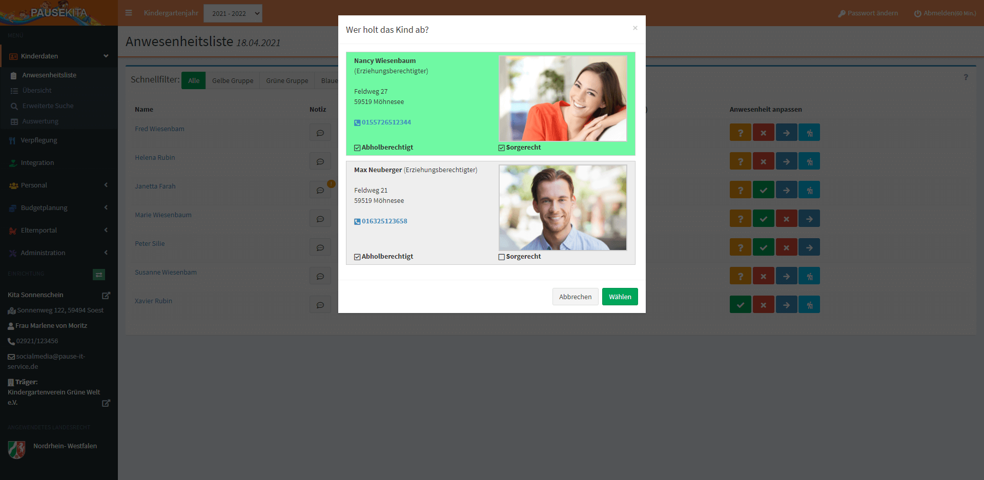 Anwesenheitsliste-Ausflugs-Abholbenachrichtigung-kita-programm